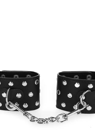 KINK - HANDGELENKFESSELN MIT DRUCKVERSCHLUSS VOLLER NIETEN SCHWARZ VERSTELLBAR 19-24 CM X 5,5 CM