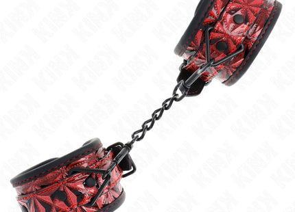 KINK - HANDGELENKFESSELN MIT RAUTENMUSTER DUNKELROT VERSTELLBAR 17-26 CM X 5,5 CM