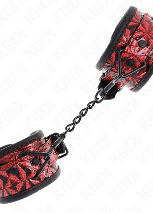 KINK - HANDGELENKFESSELN MIT RAUTENMUSTER DUNKELROT VERSTELLBAR 17-26 CM X 5,5 CM