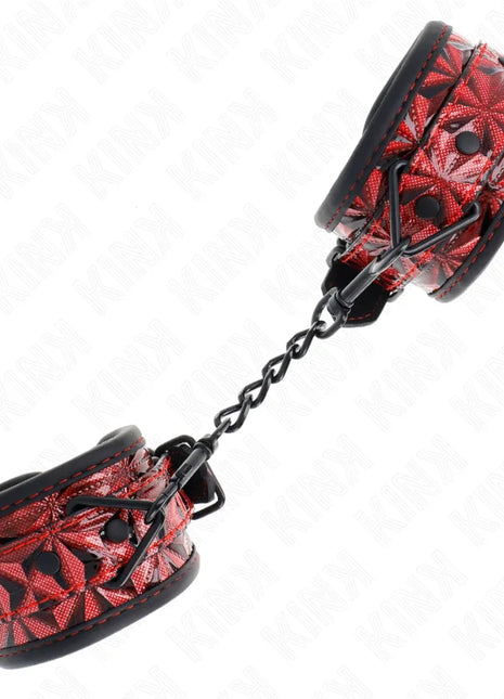 KINK - HANDGELENKFESSELN MIT RAUTENMUSTER DUNKELROT VERSTELLBAR 17-26 CM X 5,5 CM