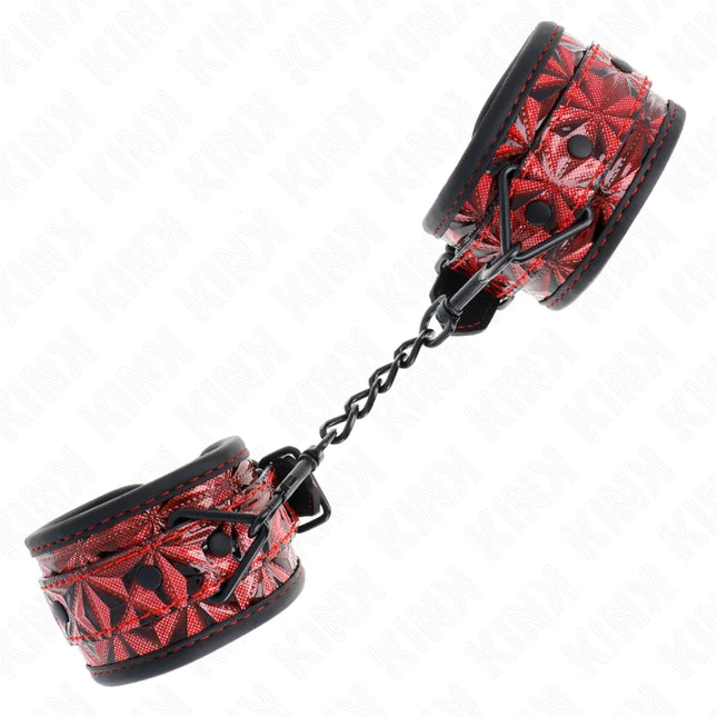 KINK - HANDGELENKFESSELN MIT RAUTENMUSTER DUNKELROT VERSTELLBAR 17-26 CM X 5,5 CM