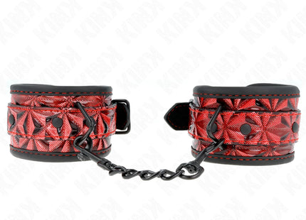 KINK - HANDGELENKFESSELN MIT RAUTENMUSTER DUNKELROT VERSTELLBAR 17-26 CM X 5,5 CM