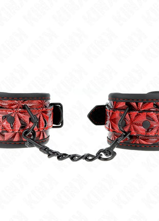 KINK - HANDGELENKFESSELN MIT RAUTENMUSTER DUNKELROT VERSTELLBAR 17-26 CM X 5,5 CM