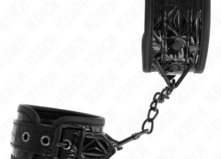 KINK - HANDGELENKFESSELN MIT RAUTENMUSTER SCHWARZ VERSTELLBAR 17-26 CM X 5,5 CM