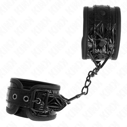 KINK - HANDGELENKFESSELN MIT RAUTENMUSTER SCHWARZ VERSTELLBAR 17-26 CM X 5,5 CM