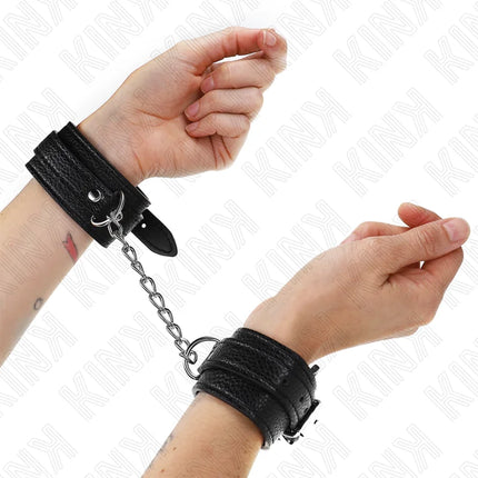 KINK - HANDGELENKFESSELN MIT SCHLANGENMUSTER SCHWARZ VERSTELLBAR 20-28 CM X 5,4 CM