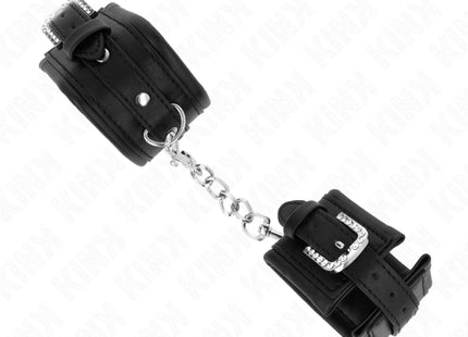 KINK - HANDGELENKFESSELN MIT STRASS-SCHNALLE SCHWARZ VERSTELLBAR 25-32 CM X 5,5 CM