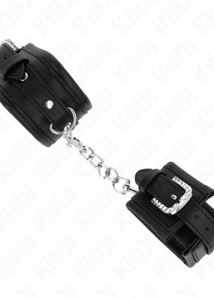 KINK - HANDGELENKFESSELN MIT STRASS-SCHNALLE SCHWARZ VERSTELLBAR 25-32 CM X 5,5 CM