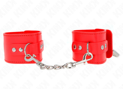 KINK - HANDGELENKFESSELN MIT VORHÄNGESCHLOSS VERSCHLUSS ROT VERSTELLBAR 16-23 CM X 5,5 CM