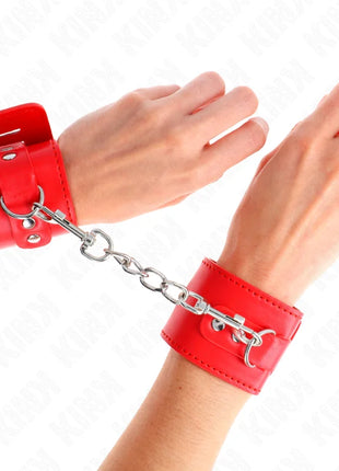 KINK - HANDGELENKFESSELN MIT VORHÄNGESCHLOSS VERSCHLUSS ROT VERSTELLBAR 16-23 CM X 5,5 CM