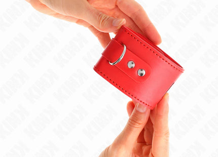KINK - HANDGELENKFESSELN MIT VORHÄNGESCHLOSS VERSCHLUSS ROT VERSTELLBAR 16-23 CM X 5,5 CM