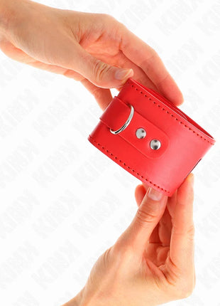 KINK - HANDGELENKFESSELN MIT VORHÄNGESCHLOSS VERSCHLUSS ROT VERSTELLBAR 16-23 CM X 5,5 CM