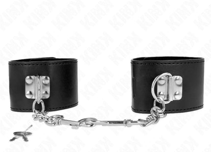 KINK - HANDGELENKFESSELN MIT VORHÄNGESCHLOSS VERSCHLUSS SCHWARZ VERSTELLBAR 16-23 CM X 5,5 CM