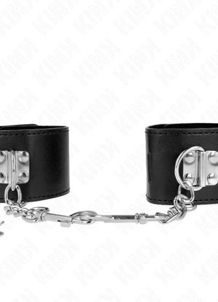 KINK - HANDGELENKFESSELN MIT VORHÄNGESCHLOSS VERSCHLUSS SCHWARZ VERSTELLBAR 16-23 CM X 5,5 CM