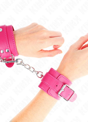 KINK - HANDGELENKFESSELN RASPBERRY ROSE MIT RASPBERRY ROSE FUTTER VERSTELLBAR 20-28 CM X 5,5 CM