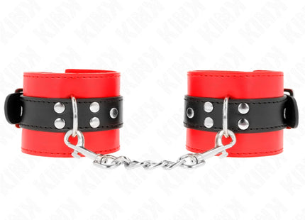 KINK - HANDGELENKFESSELN ROT MIT SCHWARZEM GÜRTEL VERSTELLBAR 17-28 CM X 6 CM