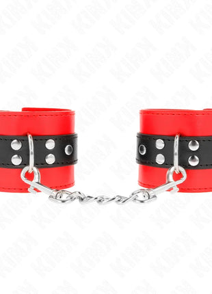 KINK - HANDGELENKFESSELN ROT MIT SCHWARZEM GÜRTEL VERSTELLBAR 17-28 CM X 6 CM