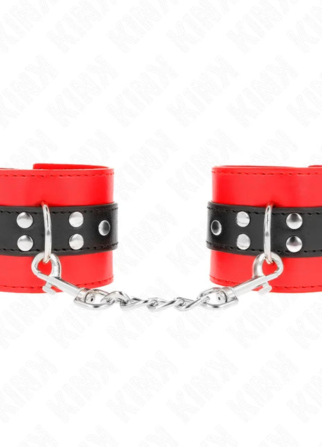 KINK - HANDGELENKFESSELN ROT MIT SCHWARZEM GÜRTEL VERSTELLBAR 17-28 CM X 6 CM