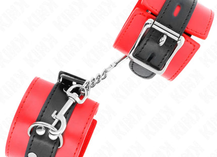 KINK - HANDGELENKFESSELN ROT MIT SCHWARZEM GÜRTEL VERSTELLBAR 17-28 CM X 6 CM