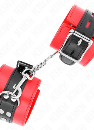 KINK - HANDGELENKFESSELN ROT MIT SCHWARZEM GÜRTEL VERSTELLBAR 17-28 CM X 6 CM