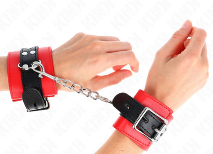 KINK - HANDGELENKFESSELN ROT MIT SCHWARZEM GÜRTEL VERSTELLBAR 17-28 CM X 6 CM