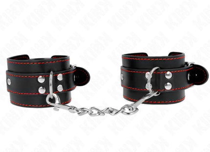 KINK - HANDGELENKFESSELN SCHWARZ MIT ROTEM FUTTER VERSTELLBAR 20-28 CM X 5,5 CM