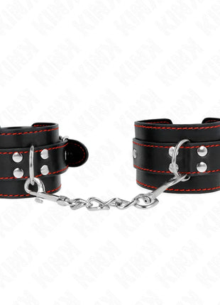 KINK - HANDGELENKFESSELN SCHWARZ MIT ROTEM FUTTER VERSTELLBAR 20-28 CM X 5,5 CM