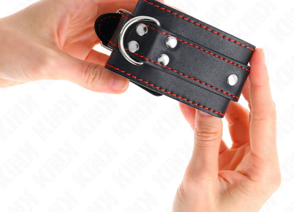 KINK - HANDGELENKFESSELN SCHWARZ MIT ROTEM FUTTER VERSTELLBAR 20-28 CM X 5,5 CM