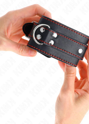 KINK - HANDGELENKFESSELN SCHWARZ MIT ROTEM FUTTER VERSTELLBAR 20-28 CM X 5,5 CM