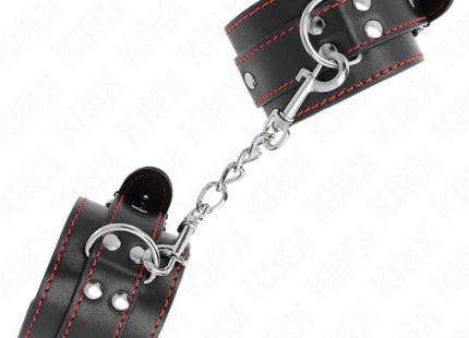 KINK - HANDGELENKFESSELN SCHWARZ MIT ROTEM FUTTER VERSTELLBAR 20-28 CM X 5,5 CM