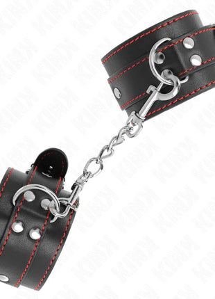 KINK - HANDGELENKFESSELN SCHWARZ MIT ROTEM FUTTER VERSTELLBAR 20-28 CM X 5,5 CM