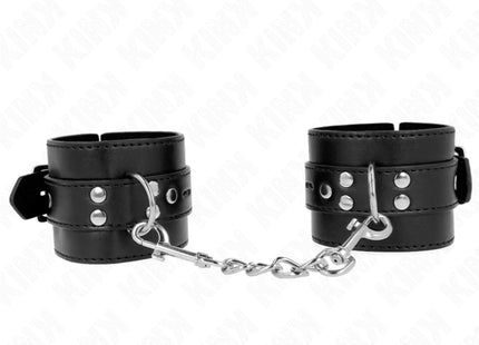 KINK - HANDGELENKFESSELN SCHWARZ MIT SCHWARZEM GÜRTEL VERSTELLBAR 17-28 CM X 6 CM