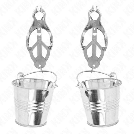 KINK - JAPANISCHE KLEEBLATT-NIPPELKLAMMERN MIT EIMER SILBER