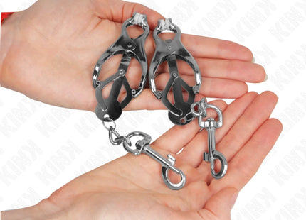 KINK - JAPANISCHE KLEEBLATT-NIPPELKLAMMERN MIT HAKEN SILBER