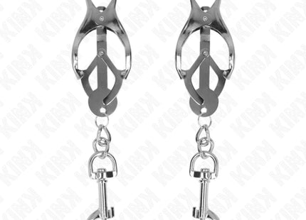 KINK - JAPANISCHE KLEEBLATT-NIPPELKLAMMERN MIT HAKEN SILBER
