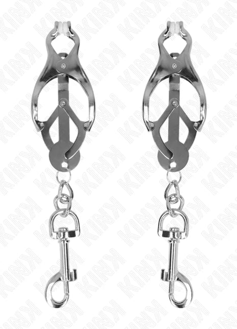 KINK - JAPANISCHE KLEEBLATT-NIPPELKLAMMERN MIT HAKEN SILBER
