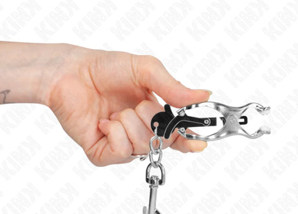 KINK - JAPANISCHE KLEEBLATT-NIPPELKLAMMERN MIT HAKEN SILBER