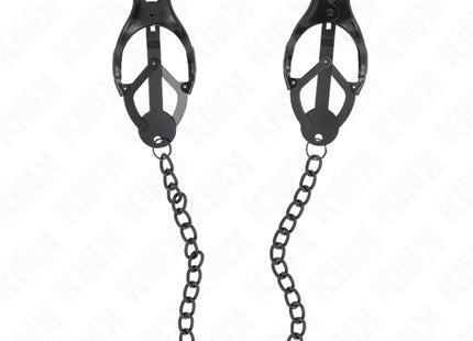 KINK - JAPANISCHE KLEEBLATT-NIPPELKLAMMERN MIT KETTE SCHWARZ 30 CM