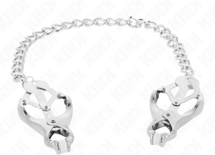 KINK - JAPANISCHE KLEEBLATT-NIPPELKLAMMERN MIT KETTE SILBER 30 CM