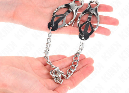 KINK - JAPANISCHE KLEEBLATT-NIPPELKLAMMERN MIT KETTE SILBER 30 CM