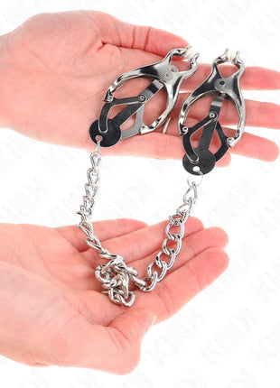 KINK - JAPANISCHE KLEEBLATT-NIPPELKLAMMERN MIT KETTE SILBER 30 CM