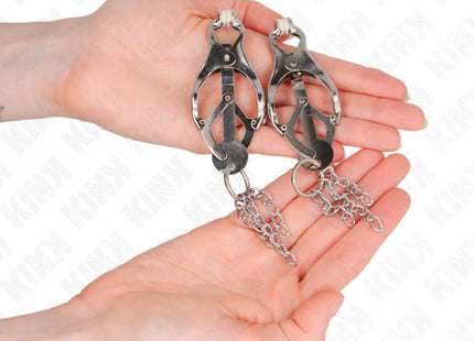 KINK - JAPANISCHE KLEEBLATT-NIPPELKLAMMERN MIT KLEINEN KETTEN SILBER