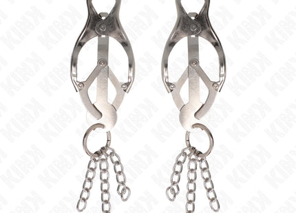 KINK - JAPANISCHE KLEEBLATT-NIPPELKLAMMERN MIT KLEINEN KETTEN SILBER
