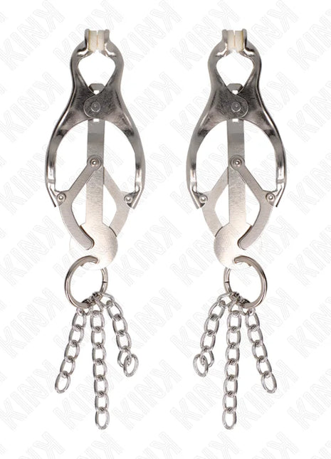 KINK - JAPANISCHE KLEEBLATT-NIPPELKLAMMERN MIT KLEINEN KETTEN SILBER