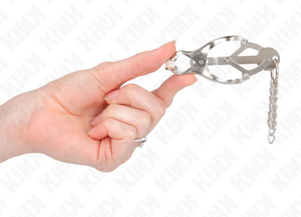 KINK - JAPANISCHE KLEEBLATT-NIPPELKLAMMERN MIT KLEINEN KETTEN SILBER