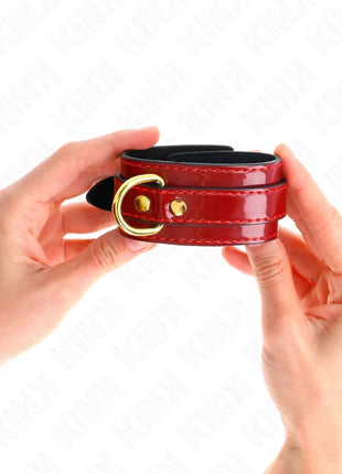 KINK - JOANNA ANGEL HANDGELENKMANSCHETTEN ROT VERSTELLBAR MIT GOLDKETTE 16,5-26 CM X 4 CM