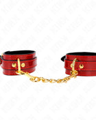 KINK - JOANNA ANGEL HANDGELENKMANSCHETTEN ROT VERSTELLBAR MIT GOLDKETTE 16,5-26 CM X 4 CM