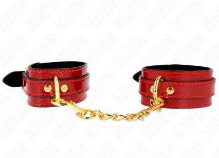 KINK - JOANNA ANGEL HANDGELENKMANSCHETTEN ROT VERSTELLBAR MIT GOLDKETTE 16,5-26 CM X 4 CM