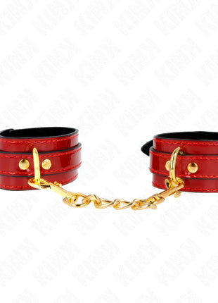 KINK - JOANNA ANGEL HANDGELENKMANSCHETTEN ROT VERSTELLBAR MIT GOLDKETTE 16,5-26 CM X 4 CM