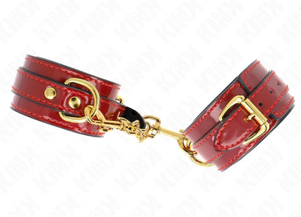KINK - JOANNA ANGEL HANDGELENKMANSCHETTEN ROT VERSTELLBAR MIT GOLDKETTE 16,5-26 CM X 4 CM